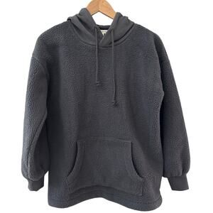 Madewell Resourced Oversize Fleece Bubble-Sleeve Hoodie Sweatshirt Coal Size XXS